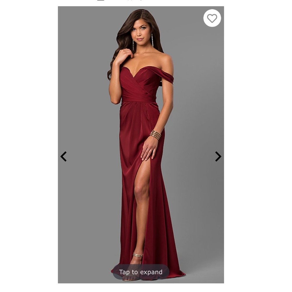 Prom dress, elegant gown, off the shoulder, slit